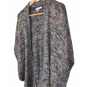 Chunky Multi Colored Loose Knit Open Cardigan